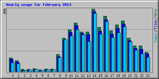 Hourly usage for February 2013